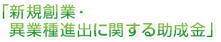 「新規創業・異業種進出に関する助成金」